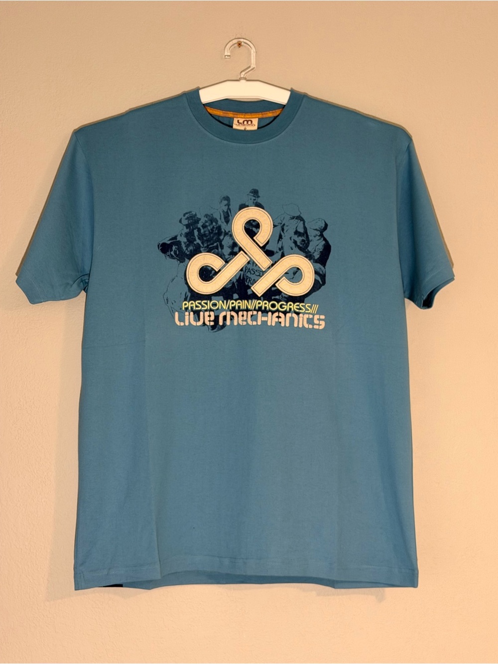 NWT Live Mechanics Graphic T-Shirt Blue Streetwear Cotton Crew Neck Tee Size XL